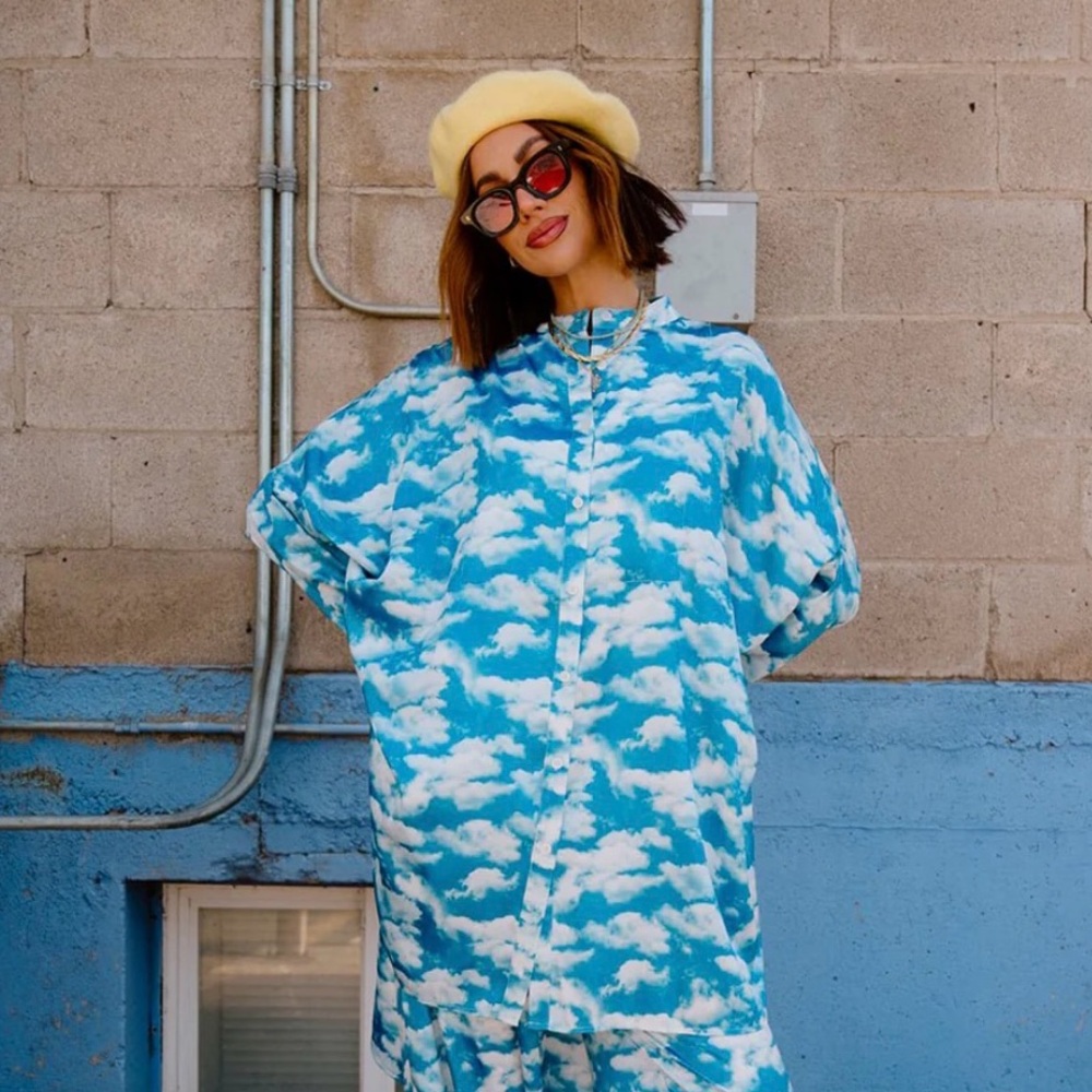 Lala Satin Playsuit in Secret Sky Society